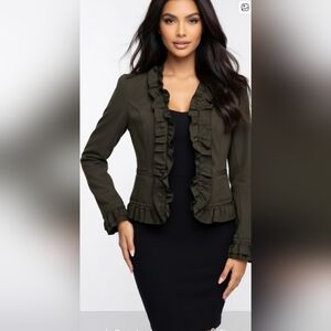 Elegant Black Ruffled Women's Jacket